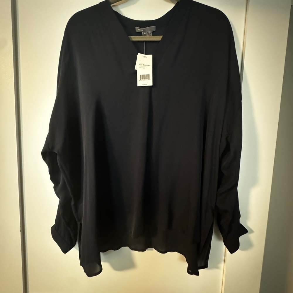 Vince Blue Boxy Long Sleeve Blouse New With Tags